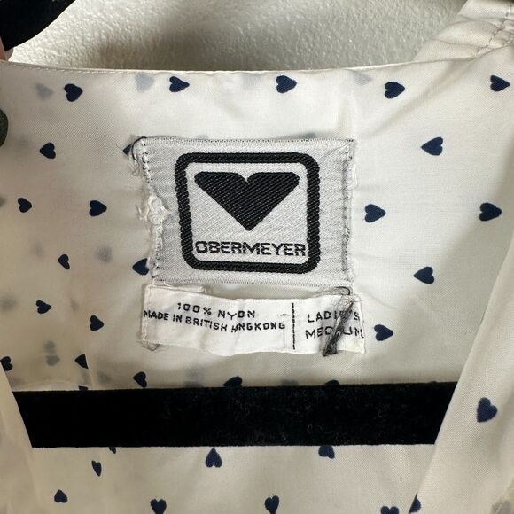 Obermeyer Vintage Wind Shirt Heart Print Button Long Sleeve Women's Size Medium - Picture 3 of 5